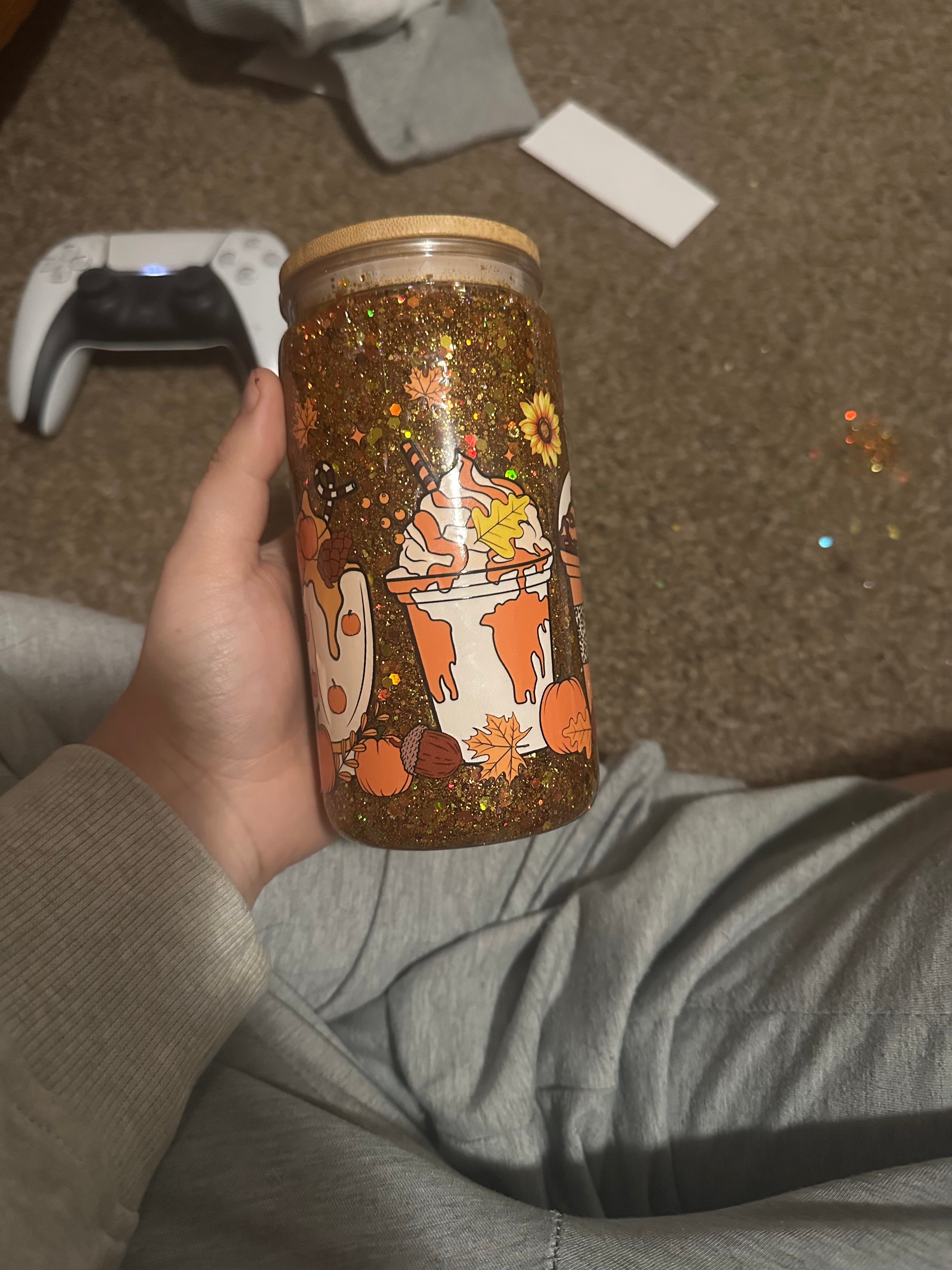 Pre made fall snow globe cup